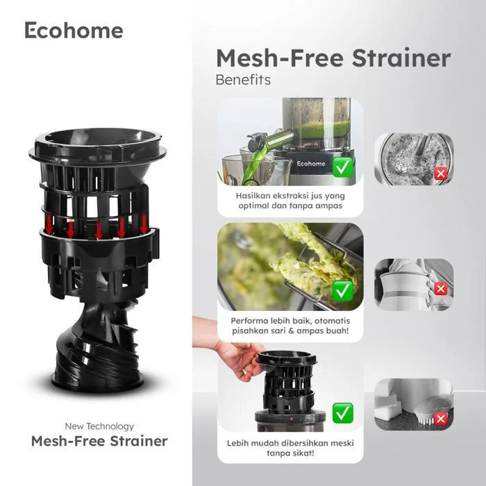 ECOHOME Slow Juicer Simplicity Grid ESJ999SG Pengekstrak Buah Muat 1 Nanas ESJ-999SG