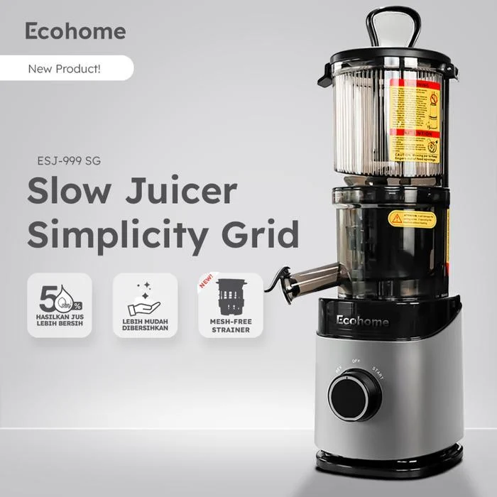 ECOHOME Slow Juicer Simplicity Grid ESJ999SG Pengekstrak Buah Muat 1 Nanas ESJ-999SG