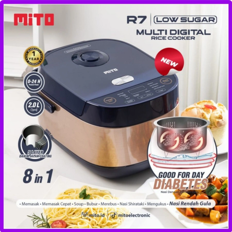 MAGIC COM Mito Multi Rice Cooker R7 LOW SUGAR 8in 1 Kualitas Jepang LOW CARBO R-7