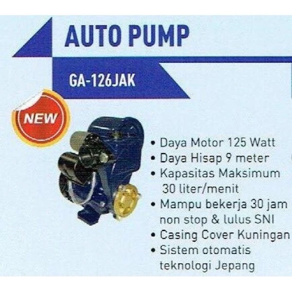 Panasonic Pompa Air GA 126 JAK listrik otomatis 125 watt sumur dangkal 126JAK