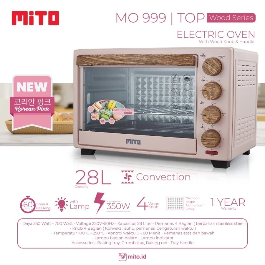 OVEN MITO MO-999 TOP Electric Oven 28 Liter MO999 new color Mo 999
