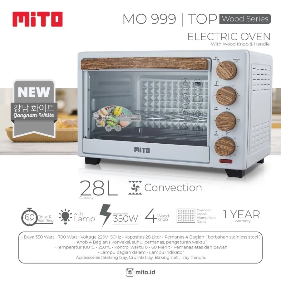 OVEN MITO MO-999 TOP Electric Oven 28 Liter MO999 new color Mo 999