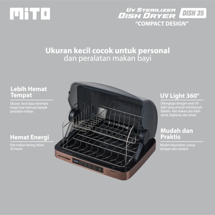 MITO Dish Dryer Sterilizer 35 Liter Alat Steril Peralatan Makan - DISH35 GARANSI RESMI - DISH 35-HITAM