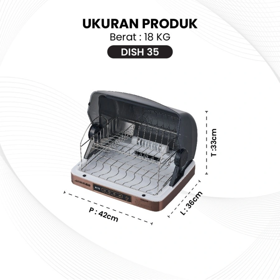 MITO Dish Dryer Sterilizer 35 Liter Alat Steril Peralatan Makan - DISH35 GARANSI RESMI - DISH 35-HITAM