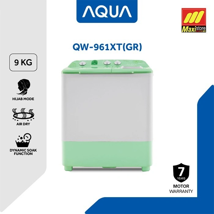 MESIN CUCI Aqua 9kg 9011ht 9031ht twin tub hijab