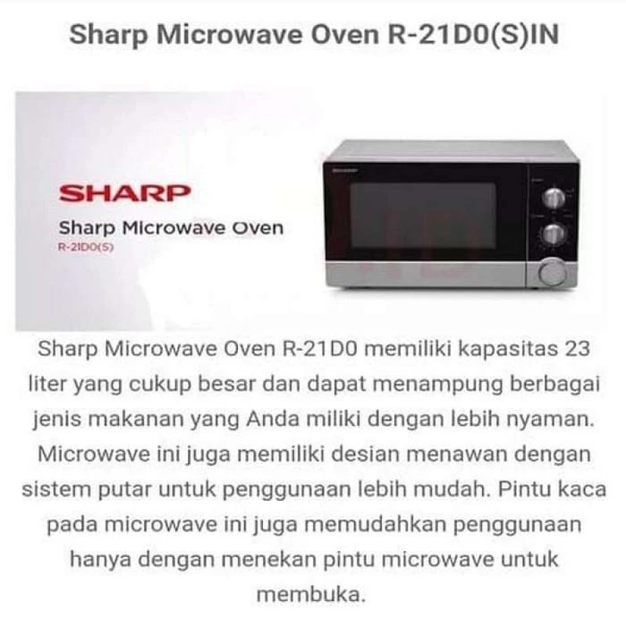 MICROWAVE SHARP R21DO R 21DO 23 LITER 450WATT