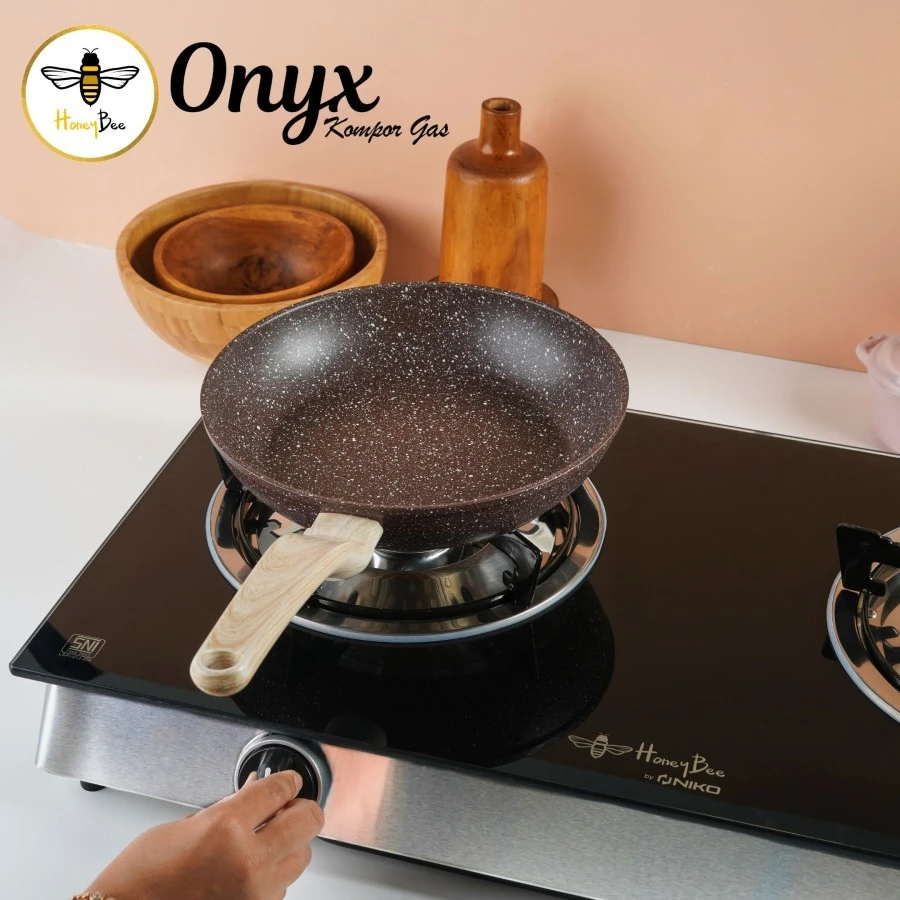 Kompor Gas kaca Honeybee Onyx Kompor Gas Kaca 2 Tungku - Mewah dan Estetik onyx gas plat kaca