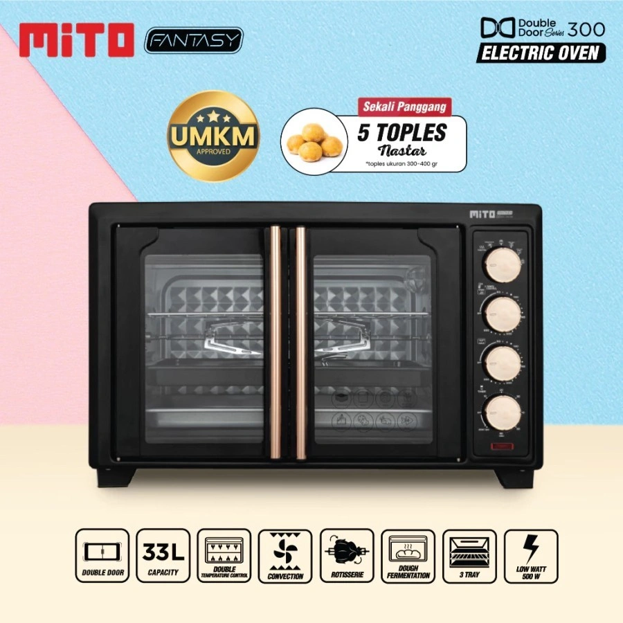 Oven Mito Electric MO300 Double Door 33L MO-300 Oven Listrik MO 300 Pemanggang Kue