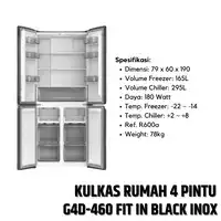 Kulkas 4 Pintu Side By Side INVERTER GEA G4D-460 INOX G4D 460 inverter SILVER