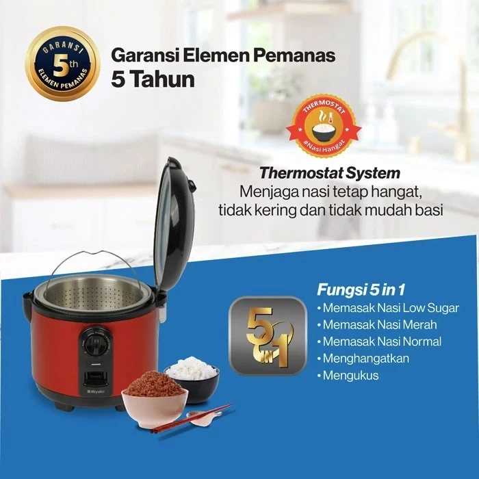 Miyako Rice Cooker Magic Warmer Plus 5In1 1,8 L MCM-721 LST MCM721 low carbo magic com