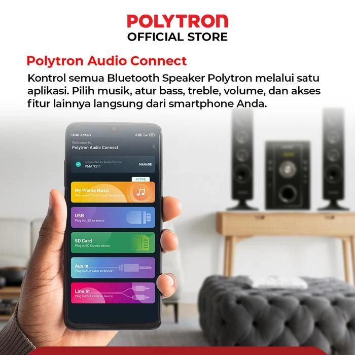 Speaker Multimedia Polytron PMA-9526 Bluetooth PMA9526 PMA 9526
