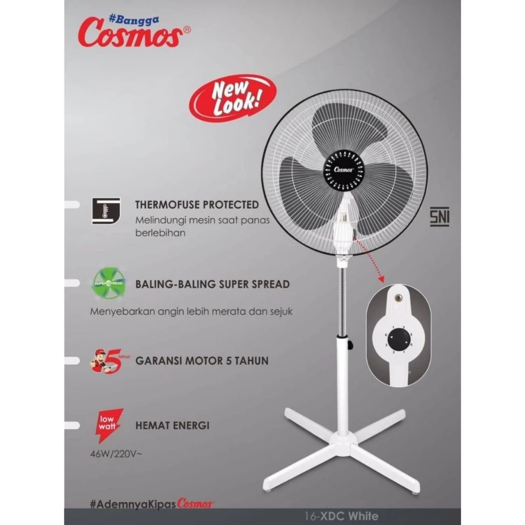 COSMOS Stand Fan 16 XDC / Kipas Angin Berdiri 16 Inch 16XDC