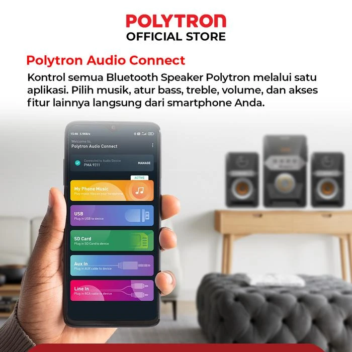 Speaker Multimedia Polytron PMA9522 Bluetooth PMA 9502 PMA9522 PMA 9522