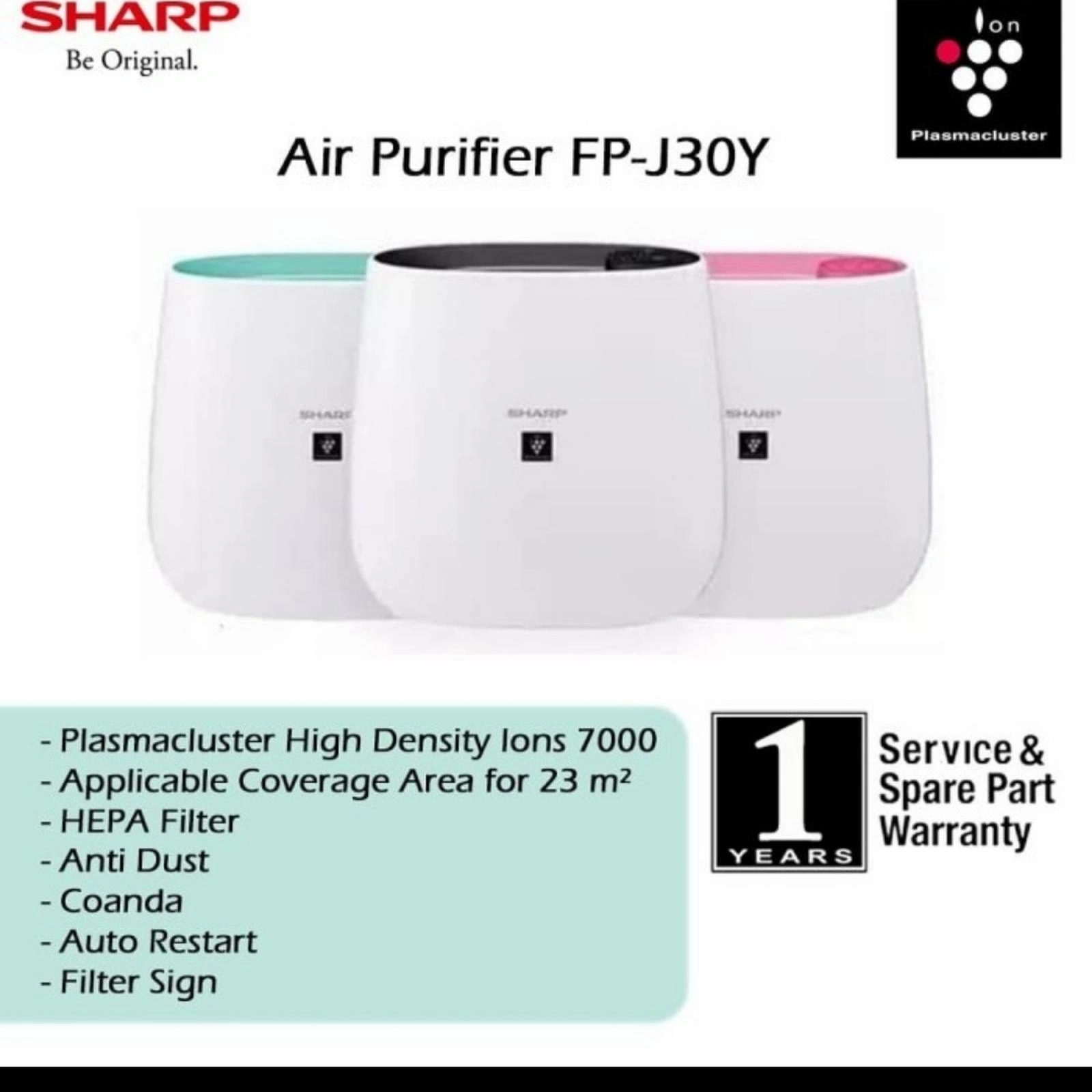 SHARP AIR PURIFIER FP-J30Y FPJ30 FPJ 30 [coverage 23M2] Plasmacluster antivirus