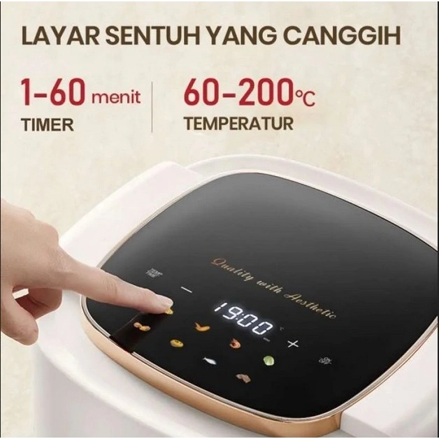 Mecoo Most Aesthetic Transparan Air Fryer 650 Low Watt 5L SNI Hemat Listrik & Anti Jeglek Mesin Penggorengan Tanpa Minyak
