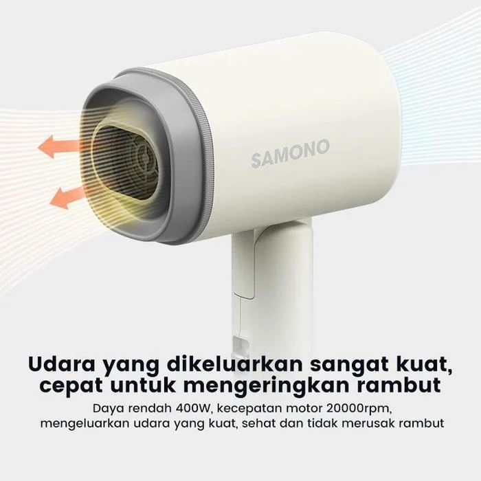 SAMONO Hair Dryer 400W Hemat Daya Cepat Kering Travel Friendly (SW-HD30) Box Ungu Pengering Hairdryer - SW-HD30 WHITE