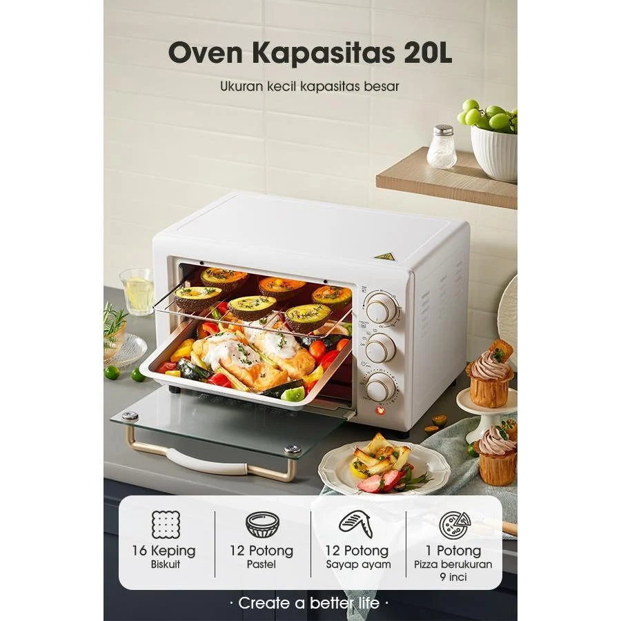 oven SAMONO Elektrik Oven 20 Liter Api Atas Bawah Hemat Daya 3 Knob Control Garansi Resmi 1 Tahun EOW20