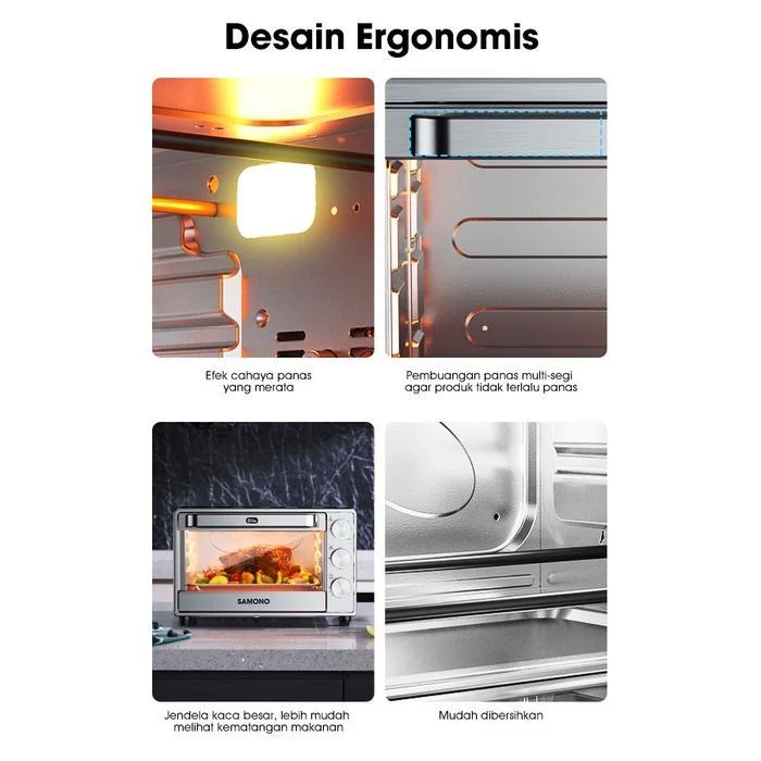 SAMONO Oven Listrik Low Watt 30 Liter Stainless Silver Pemanggang Serbaguna SW-EOS30