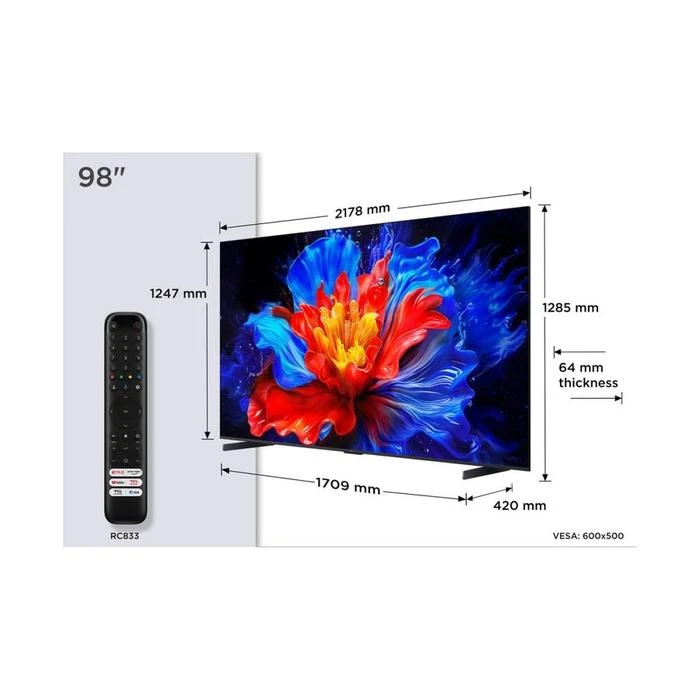 TCL TV 98P8K 98 Inch QLED TV 4K UHD TCL 98P8K Dolby Atmos TCL 98 Inci