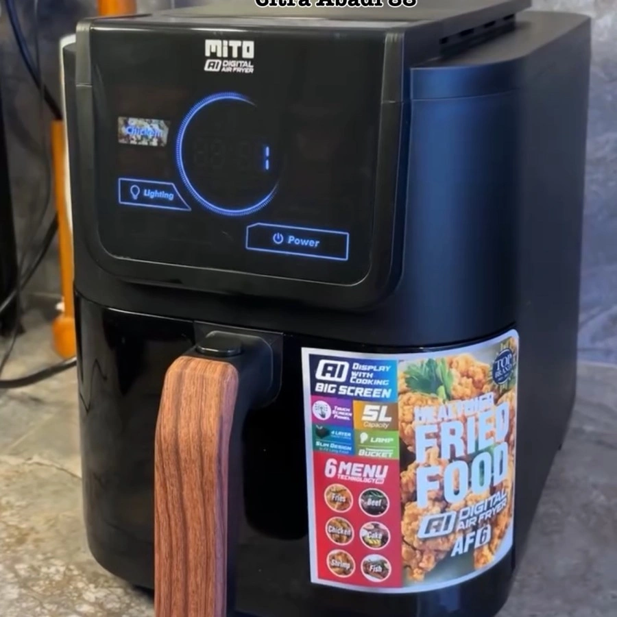 NEW AIR FRYER MITO AF6 MITO Air Fryer Smart AI-Fryer Digital, Low Watt, 5L Semi Transparan Touch Screen LED
