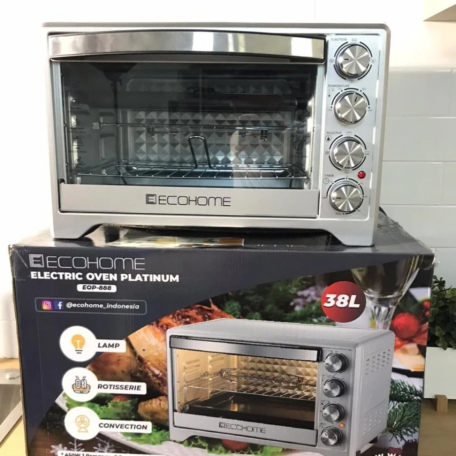 Oven Listrik Ecohome 38 Liter Bonus Air Fryer Basket