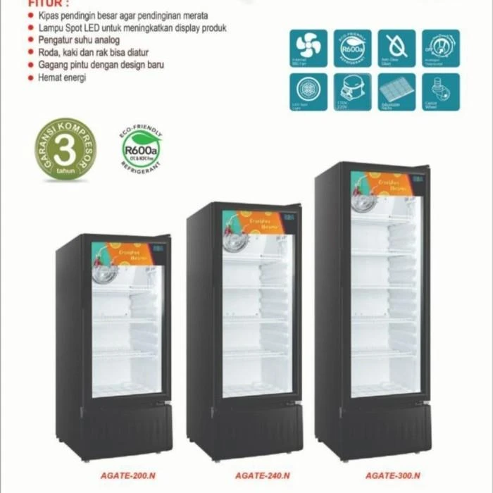 RSA Kulkas Showcase Agate 200 R Agate200R Agate200 200R 3 RAK Kaca Display