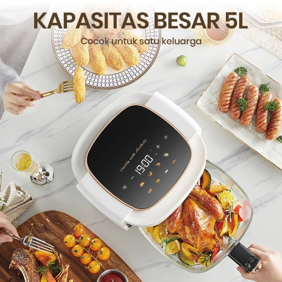 Air Fryer Mecoo TRANSPARAN Digital 650 Low Watt 5L SNI Hemat Listrik
