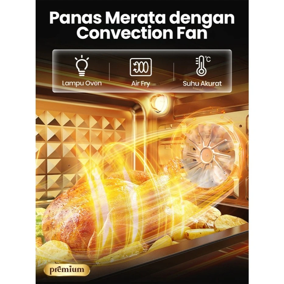 Mecoo Aesthetic Premium Digital Oven Listrik 980 Low Watt 38 Liter Smart LED Air Fryer