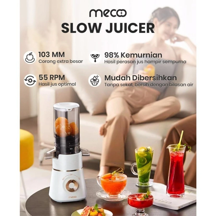 MECOO SLOW JUICER Aesthetic Slow Juicer Extra Big Mouth EasyJuice Filter