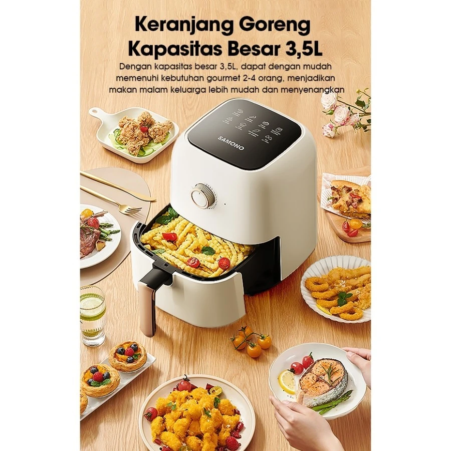 Air Fryer SAMONO 3.5 Liter Hemat Daya 600 Watt Penggorengan Tanpa Minyak SW-AFW35