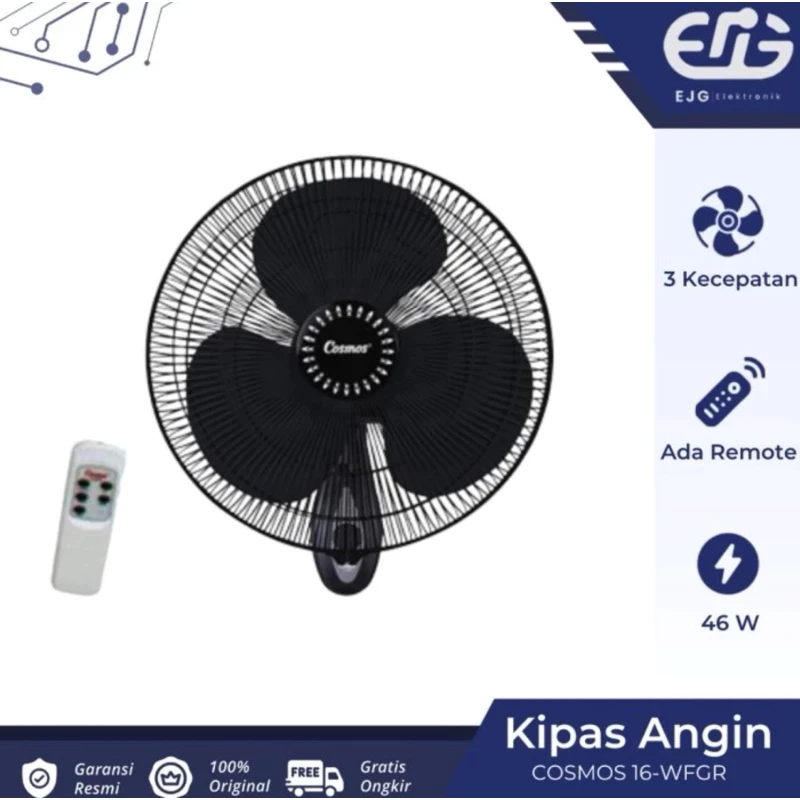 Kipas Angin Dinding  WALLFAN Cosmos Remote Control 16WFGR 16 inch