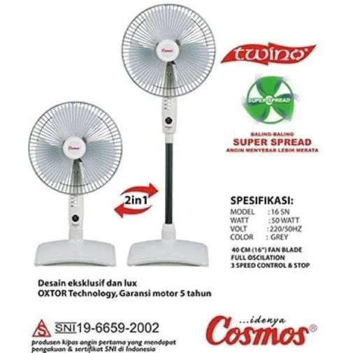 KIPAS ANGIN BERDIRI COSMOS STANDFAN 16SN TWINO 2IN1