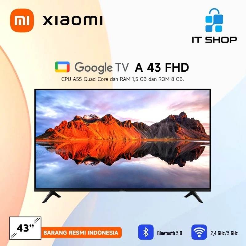 TV LED Xiaomi Mi TV 43 inch Full HD Smart TV A43 FHD Resolusi FHD Dolby Audio™ DTS-X Google TV