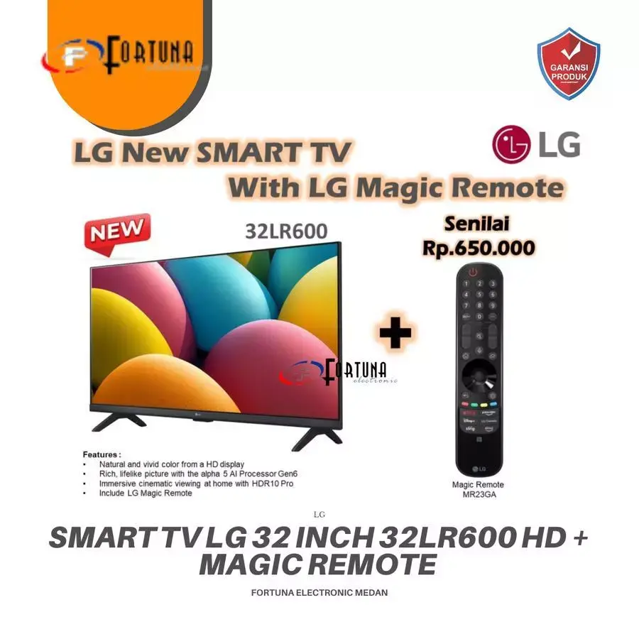 LG SMART TV 32 INCH WEB OS WITH SMART REMOTE 32LR600 SMART TV LG 32 INCH 32LR600 HD READY DIGITAL TV + MAGIC REMOTE TELEVISI MEDAN GARANSI RESMI
