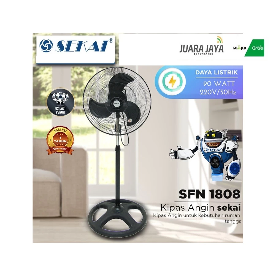 Kipas Angin Berdiri / Standfan Besi Tornado 18inch 18in Sekai SFN 1808