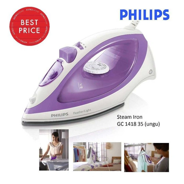 Setrika Uap / Steam Iron Philips Feather Light GC-1418 - Ungu gc1418 gc 1418
