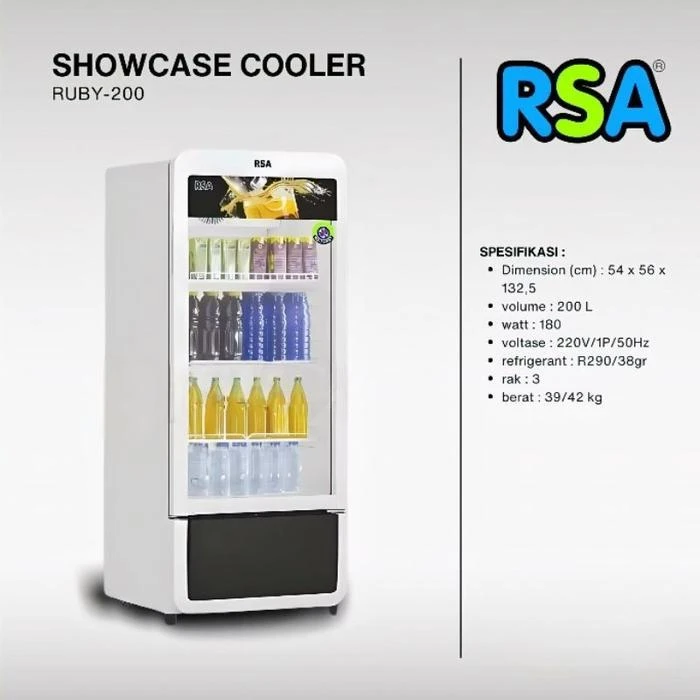 Showcase RSA Ruby 200 / Kulkas Minuman 3 Rak 200 liter
