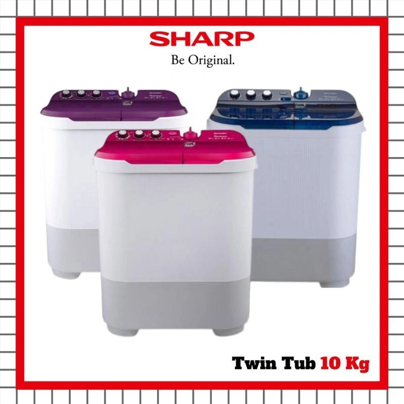 SHARP ES-T1090 EST1090 ES T1090 Mesin Cuci 2 Tabung 10 Kg DOLPHIN ES-T1090-BK
