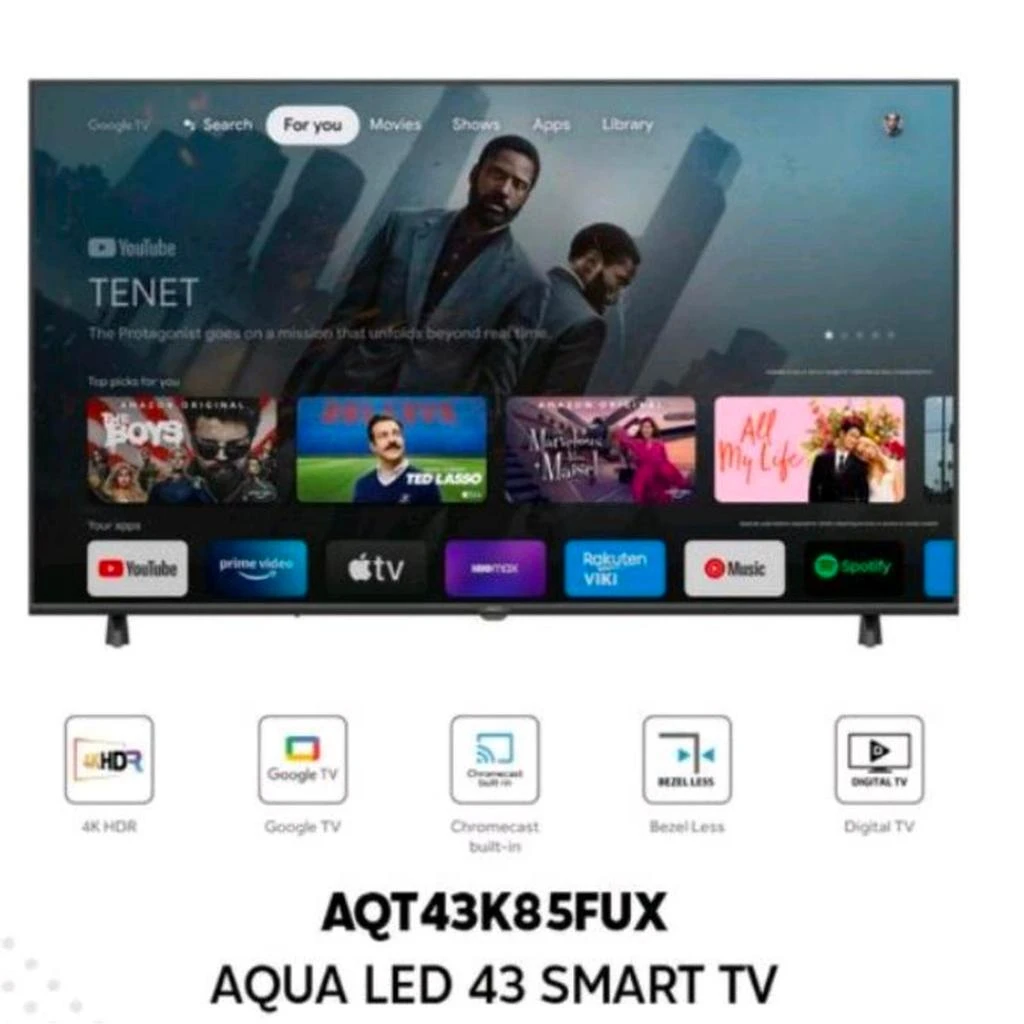 AQUA 43K85FUX 4K UHD TV Smart Google Digital HDR Tv AQT43K85FUX