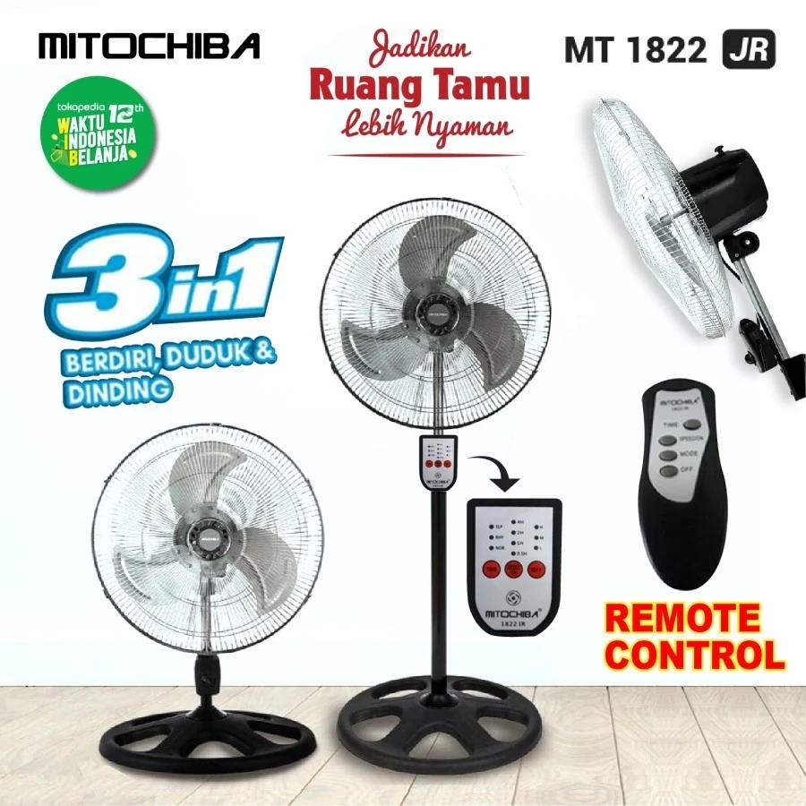 MITOCHIBA KIPAS ANGIN 3IN1 TORNADO MT1822SR MT 1822 SR WITH REMOTE mito