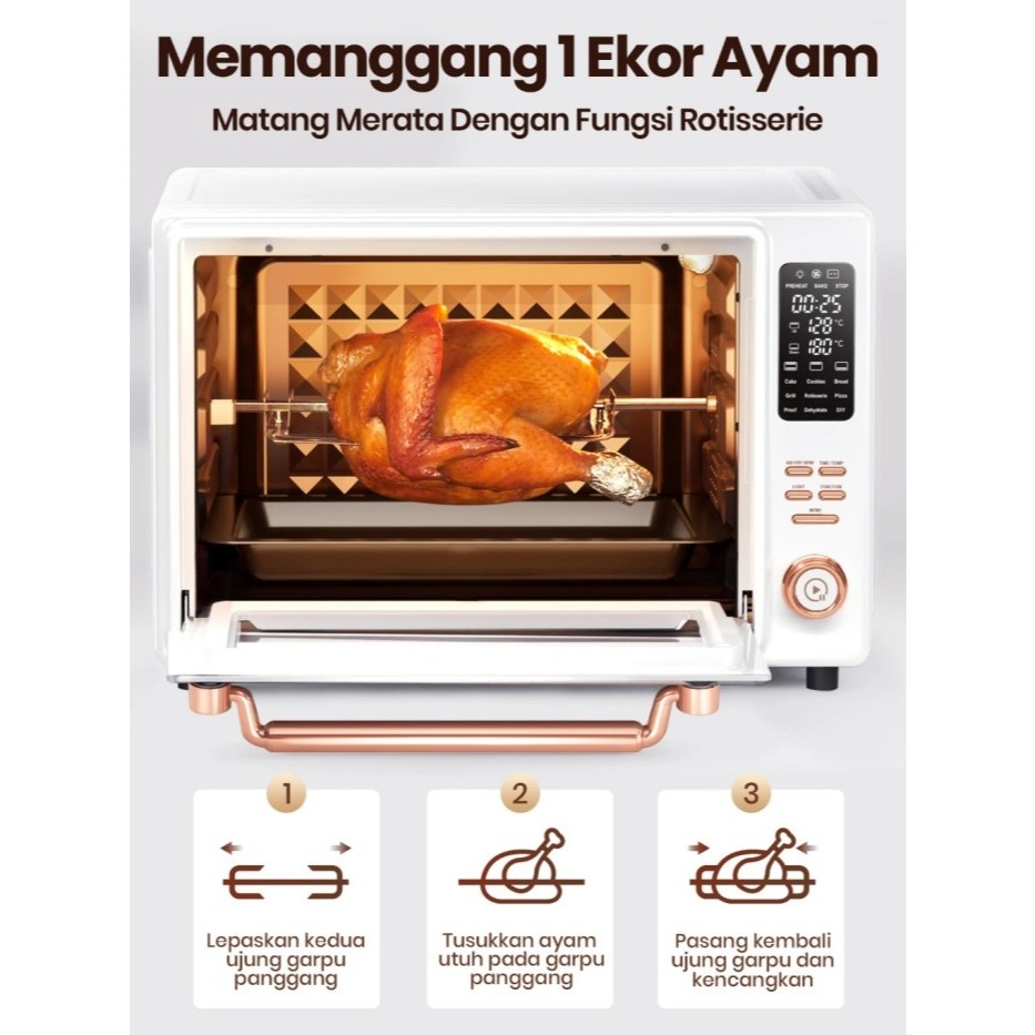 Mecoo Aesthetic Premium Digital Oven Listrik 980 Low Watt 38 Liter Smart LED Air Fryer