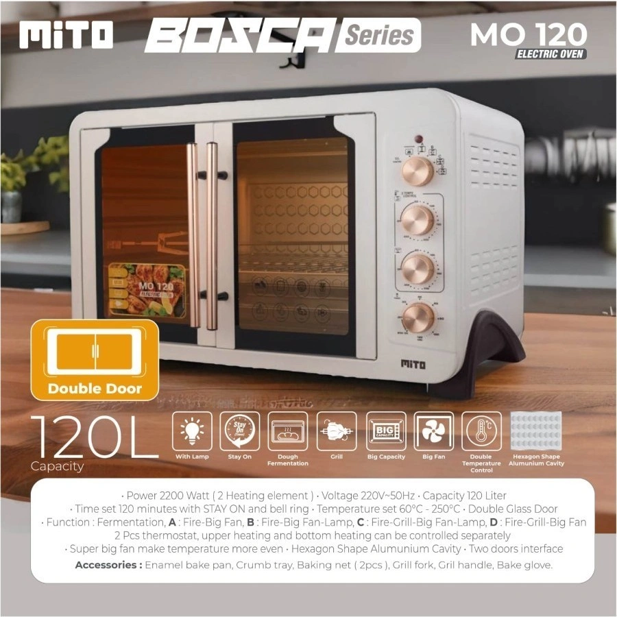 Mito Oven Listrik MO120 Bosca Series Double Door Kapasitas 120L MO 120