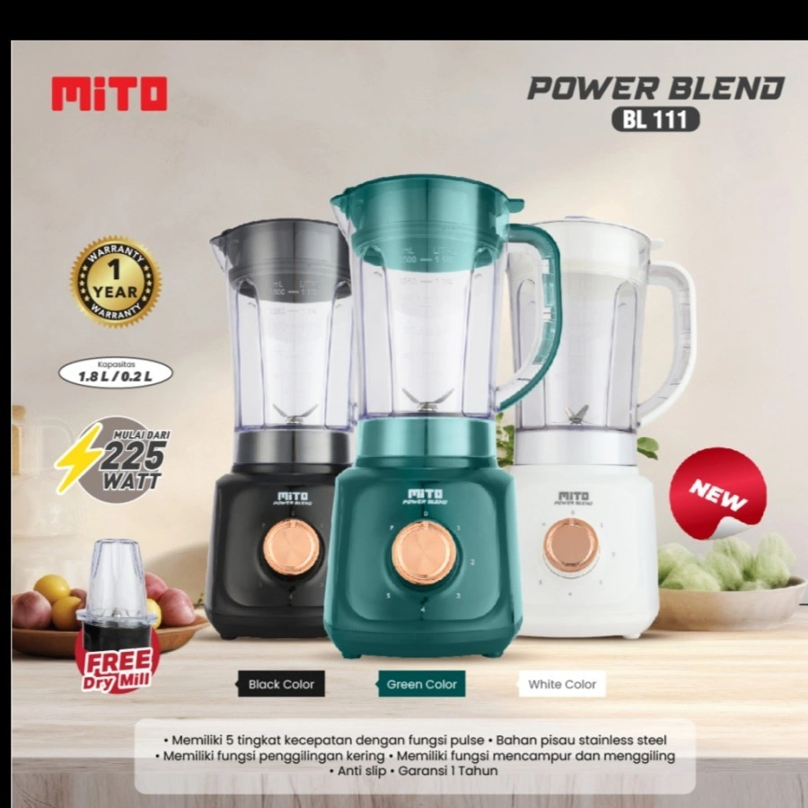 Blender Mito BL111 BL-111 1.8 Liter GARANSI RESMI body plastik
