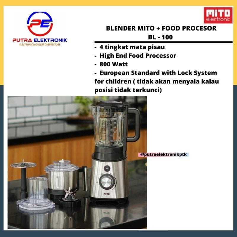 BLENDER ALL IN ONE 1.5 L FOOD PROCESSOR MITO BL 100 BL100 BL-100 omni blade