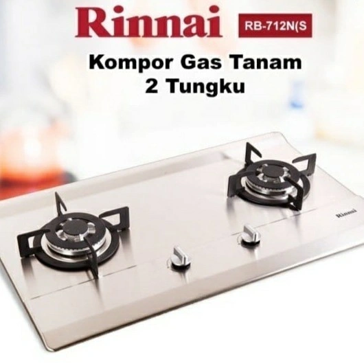 Kompor Tanam 2 Tungku Stainless Rinnai RB 712NS 712 NS RB712NS 712 NS