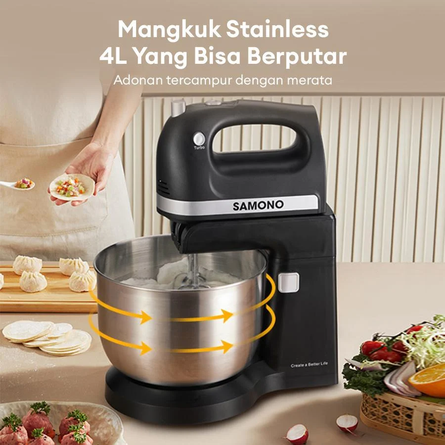 STAND MIXER samono SAMONO Mixer 4L Stainless Bowl  300W SW-HMB300 HMB300
