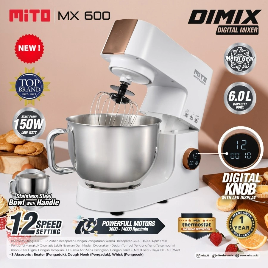 MIXER MITO DIGITAL MIXER MX600 MX 600 adonan Kue 6Liter