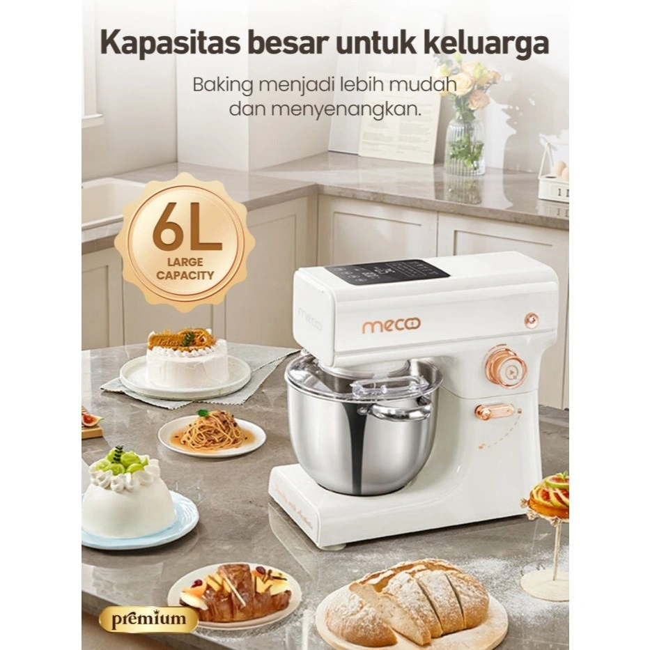Mecoo Aesthetic Premium Stand Mixer 6 Liter Smart LED Silent Motor Ultra Stable
