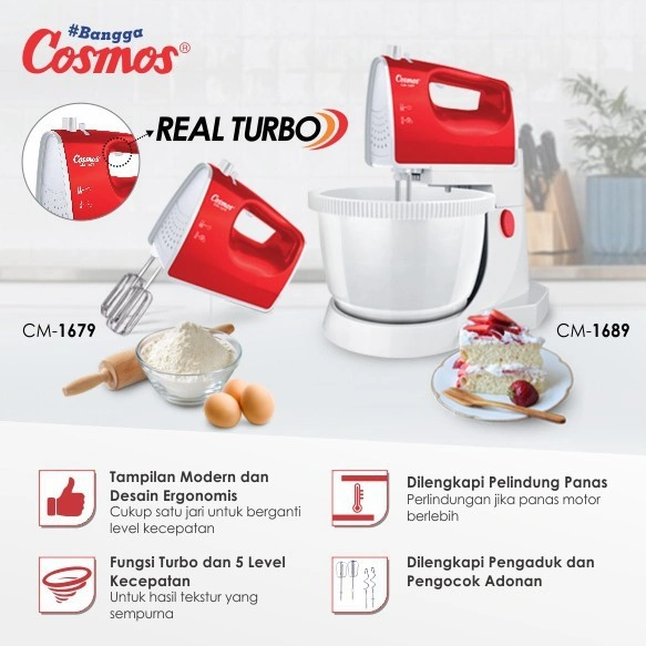 STAND MIXER COSMOS CM1689 MIXER COM PLUS MANGKOK 3LITER CM 1689