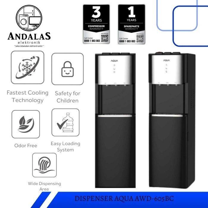 Aqua Dispenser Galon Bawah AWD 605BC awd605 (K) Compressor